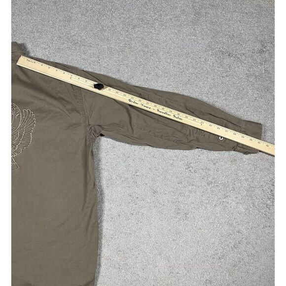 Harley Davidson Button Down Shirt Mens Large Embroidered Bald Eagle Pockets - Picture 14 of 15